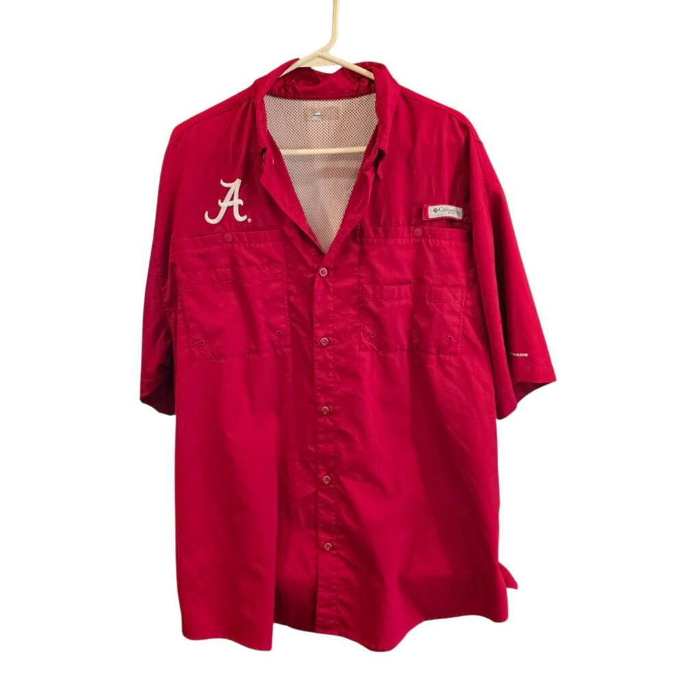 Columbia PFG Alabama Crimson Tide Shirt Mens 2XL Red Omni-Shade Fishing NCAA